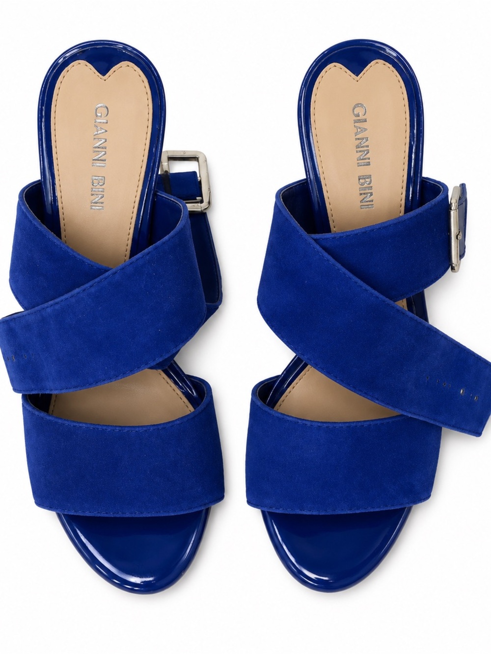 Gianni Bini Royal Blue Suede Double-Strap Mules